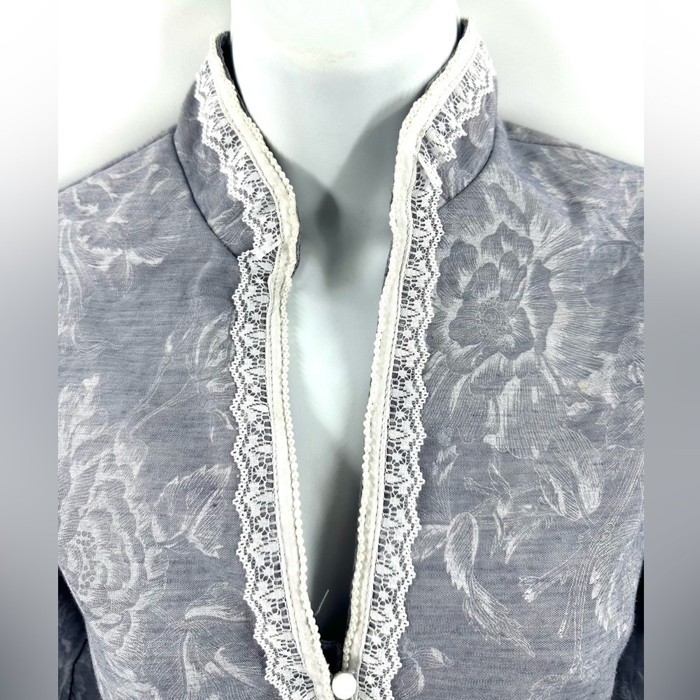 Vintage Pea Patch Prairie Dress Womens 11/12 Beaded Lace Pearl Puff Cottage USA - Picture 3 of 13